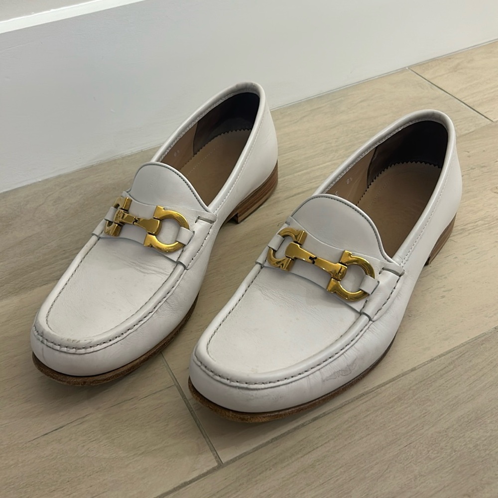 Salvatore Farragamo white loafers in great condition